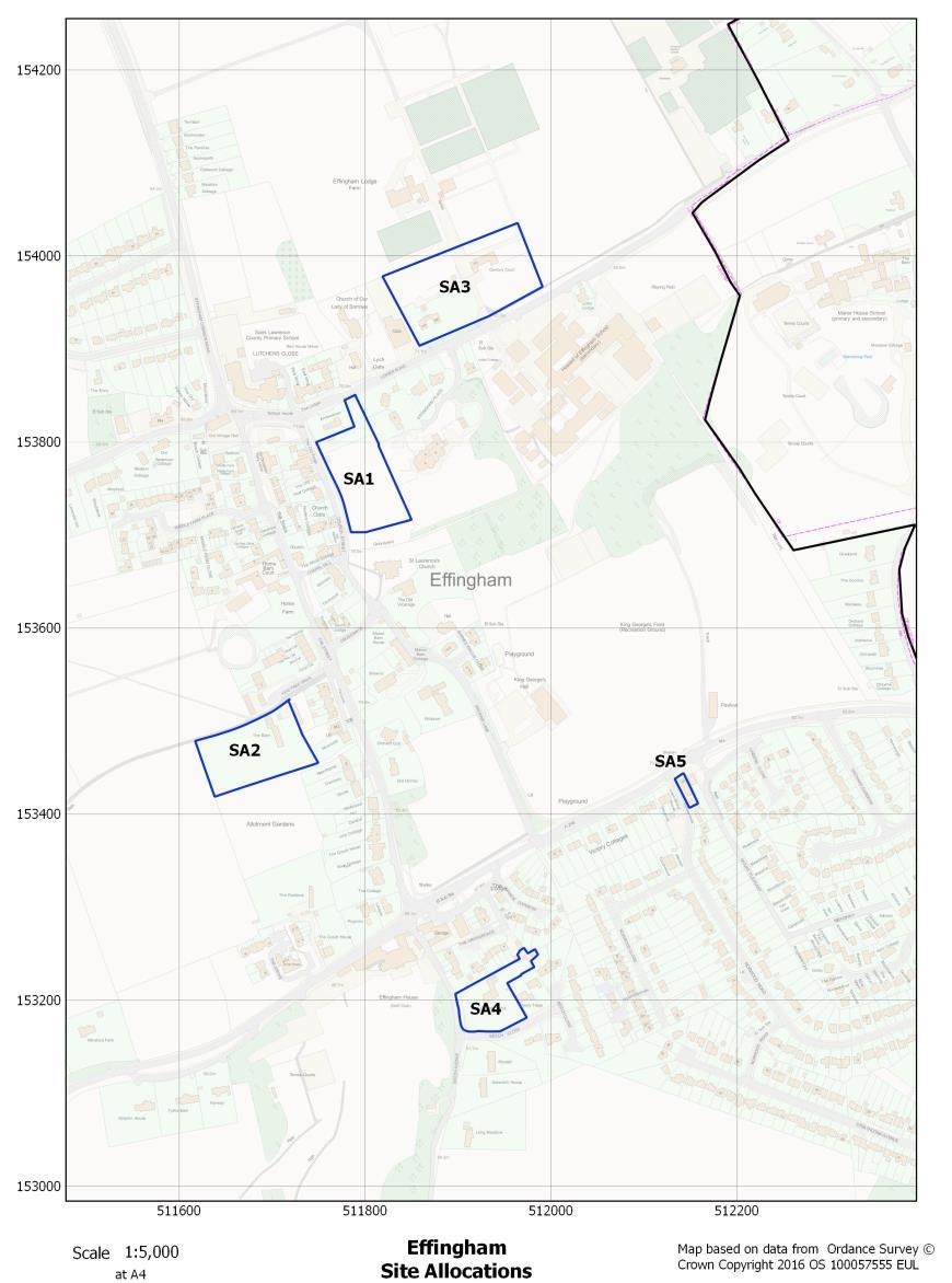 B Proposed Areas for Development The following Appendix provides extracts from the Effingham Neighbourhood Plan which show where the proposed areas allocated for future development are located. B.