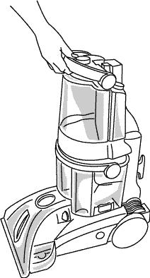 The assembled cleaner will look like this drawing. Model with SpinScrub hand tool is shown. 1-2 1-3 C A B Attach upper handle Remove clean water tank (upper tank) from deep cleaner.
