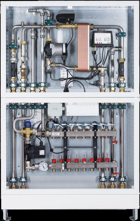 The connection between the primary and secondary ensures efficient heat transfer to the DHW.
