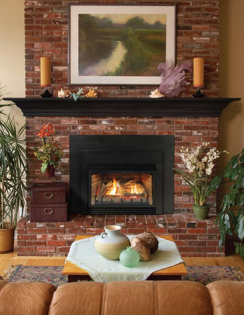 The Innsbrook Series Innsbrook 33,000 tu irect-vent Fireplace Insert shown with optional three-inch