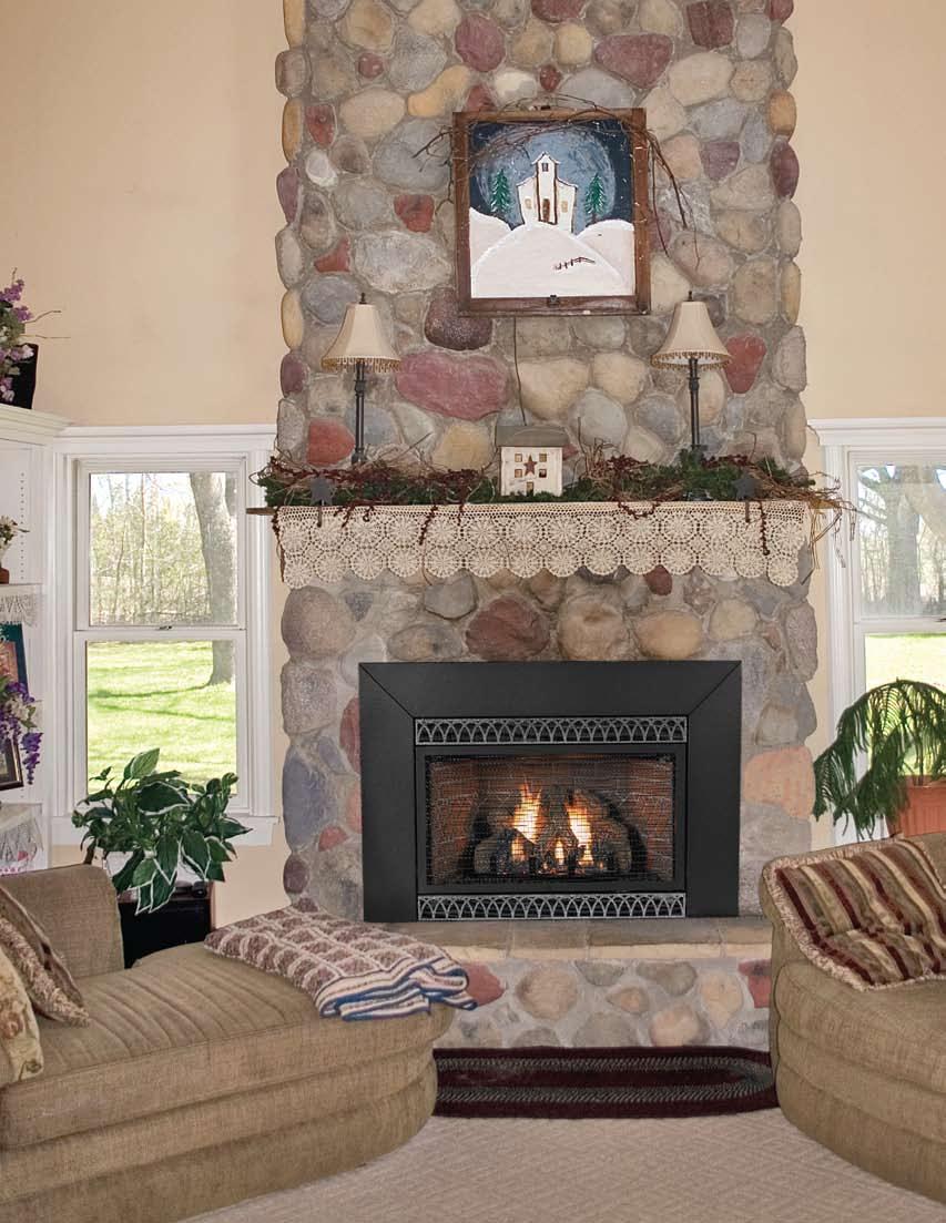 Fireplace Specifications and imensions Innsbrook 28,000 tu Vent-Free Fireplace Insert shown with optional six