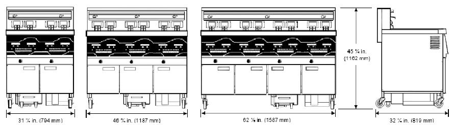 2-7. DIMENSIONS Auto-Lift Fryers