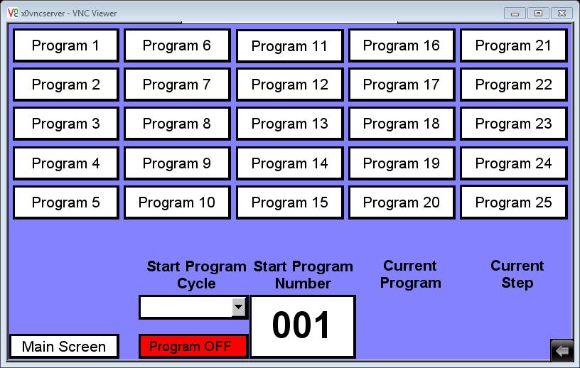Starting the Diurnal/Program. The following screen shows the Diurnal/Program Set-Up screen.