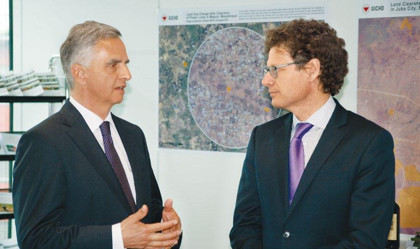 Swiss President Didier Burkhalter and Ambassador Stefano Toscano The state-of-the-art building of the Maison de la Paix provides a unique opportunity to strengthen the mine action hub and promote