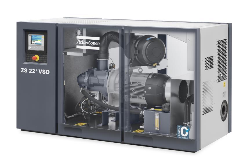 Powtech: Atlas Copco shows efficient compressed air and vacuum solutions 7/7 Like all Z-series compressors from Atlas Copco, ZS blowers deliver 100% oil-free compressed air and are certified to class