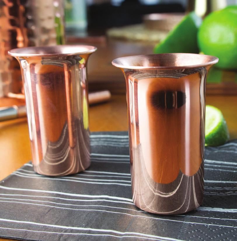 Shot Glasses Sinkology copper shot glasses are the perfect finish to your copper barware set. These solid copper shot glasses have no inner lining and help to keep your shots cool.