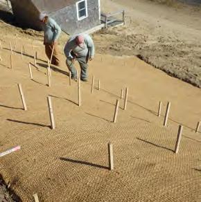 Coir Fiber Rolls Adds stability and protection to the toe of a bank and provides a window of opportunity to establish vegetation.