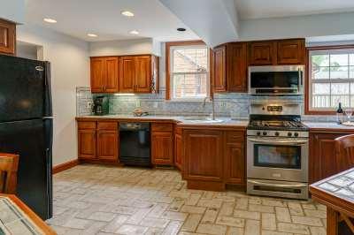 4 Hardwood floor, natural woodwork, natural crown molding, painted chair rail, chandelier Updated Eat-in Kitchen Ohio