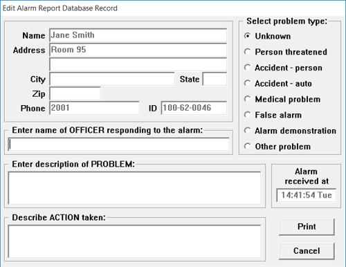 14 en Daily operations Security Escort 4.3.6 Filing an alarm report Figure 4.
