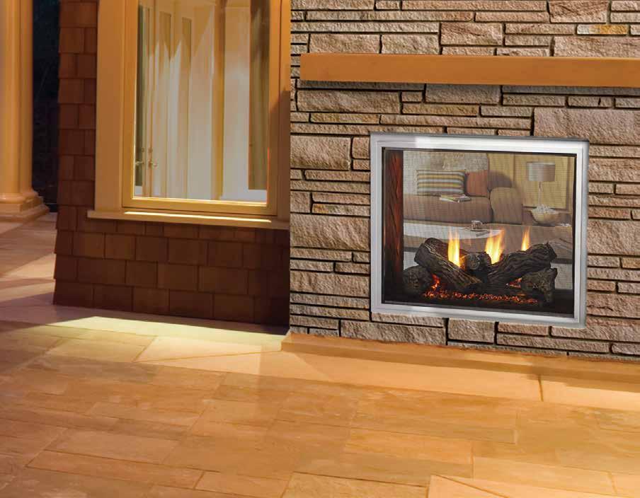 30 " FORTRESS INDOOR/OUTDOOR GAS FIREPLACES Seamlessly integrate your indoor and outdoor space with the Fortress see-through gas fireplace.