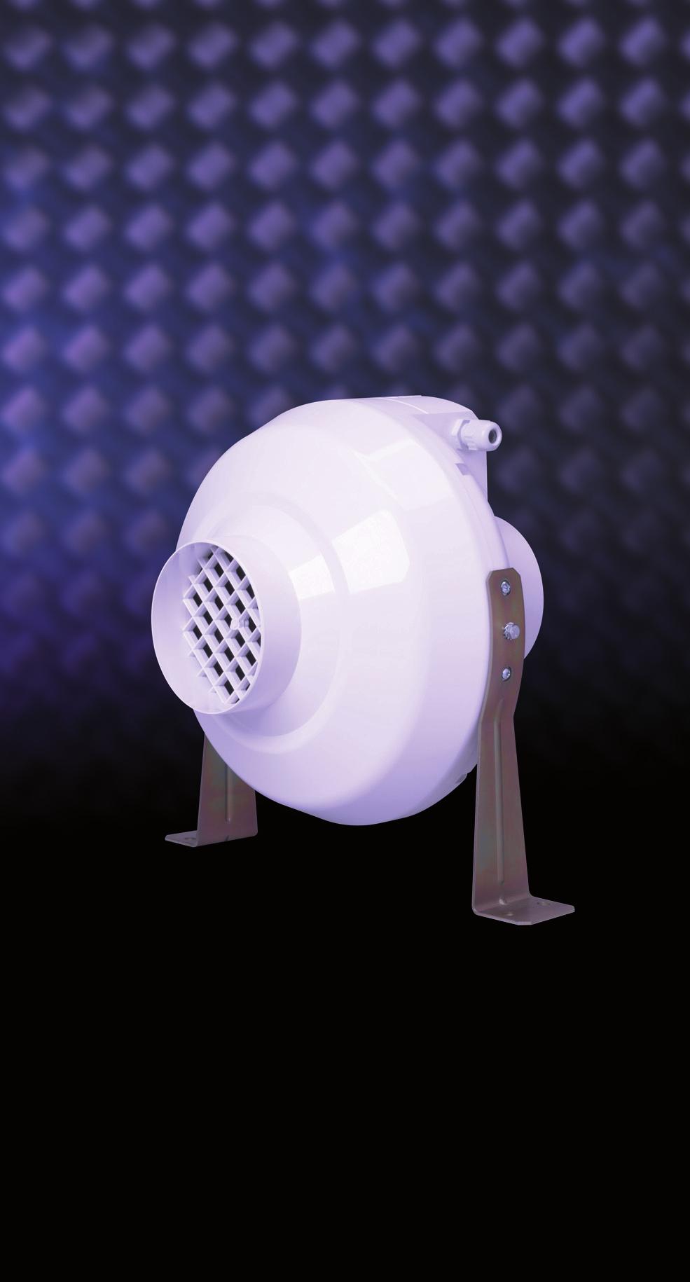 CENTRIFUGAL TUBE FANS (PLASTIC) UKV FAN RANGE Can be used in multiple rooms Excellent for long ducting runs Ideal for use with plastic systems Low noise and easy to install Complete with detachable