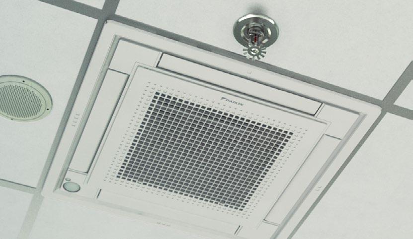 Fully integrated in the one ceiling tile, enabling lights, speakers and sprinklers