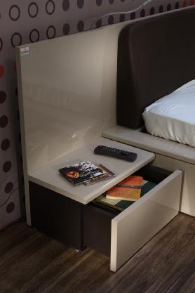 The bedside table is made of MDF with PU finish.