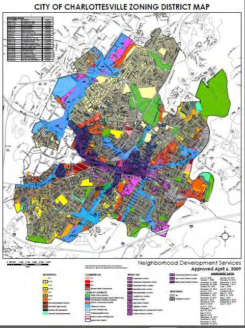 Charlottesville Zoning Charlottesville seeks to encourage denser development. It has tried to protect neighborhoods, historic districts etc.