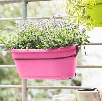 white, silk grey, green and light pink City hanging planter (round) with wire basket railing holder Dimensions (ø x h): 20 x 16 cm (7.87 x 6.3 in.