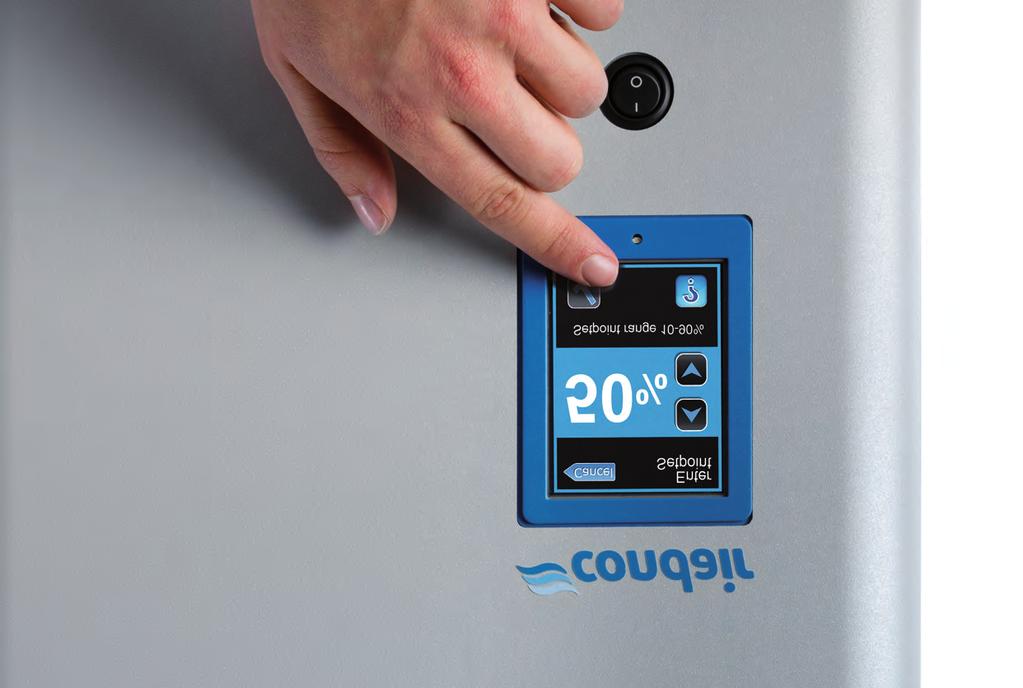 Touch screen controller for intuitive operational control and advanced reporting Control at your fingertips The Condair RS incorporates the latest touch screen control panel, providing intuitive