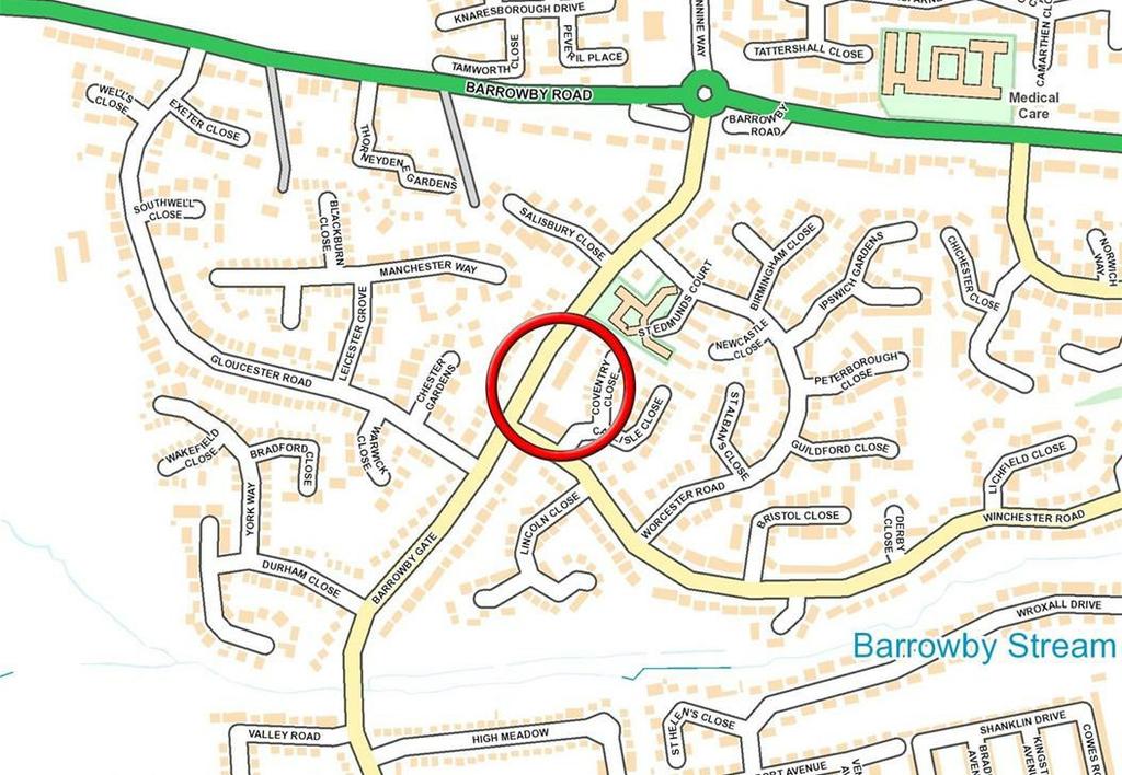 Continue along taking the left turn at the roundabout on to Barrowby Gate itself and the property is on the left hand side before the turning for Winchester Road.