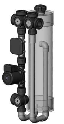 The NP Series flow centers use a water column to provide the necessary suction head for the circulator pump, and to ensure a flooded pump volute.