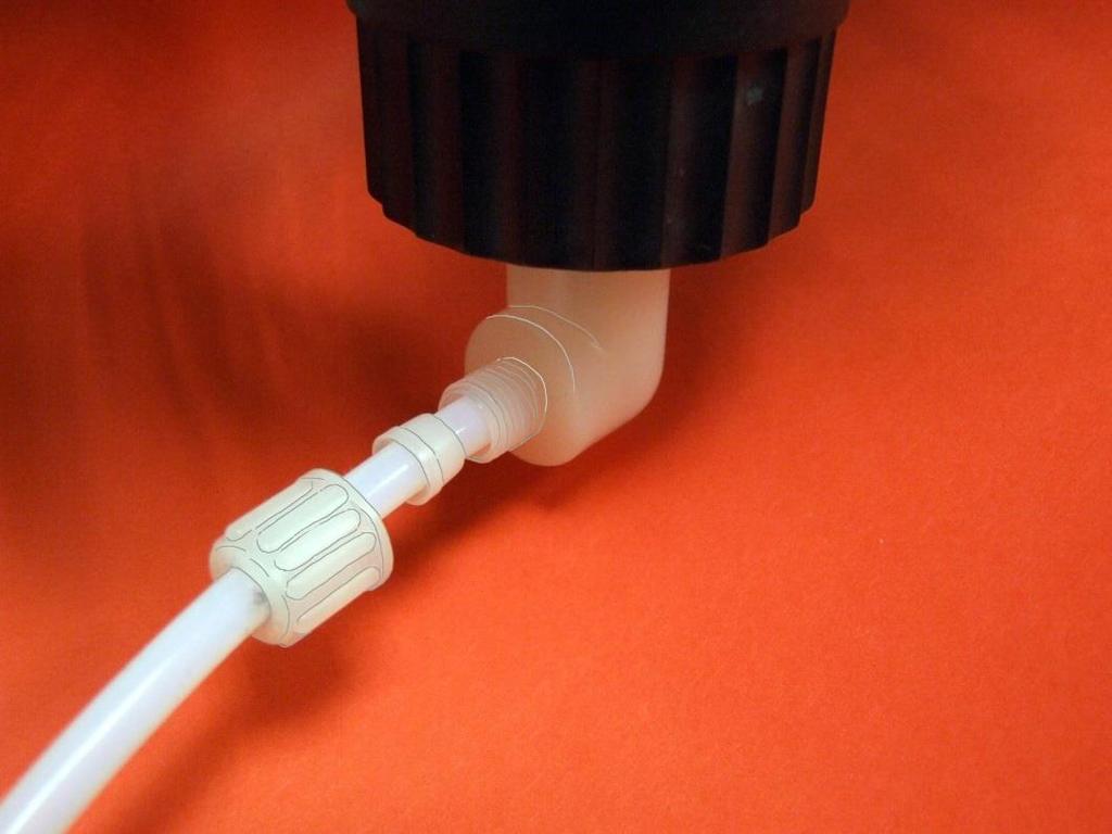 Connect PTFE tube Ø 6 mm to connection (1) and tighten until hand-tight.