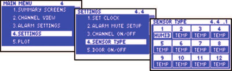 If a new module in inserted the default mode for the new channels will be on. When the sensor input is switched on, the actual reading will be monitored every 15 minutes (default sample period).