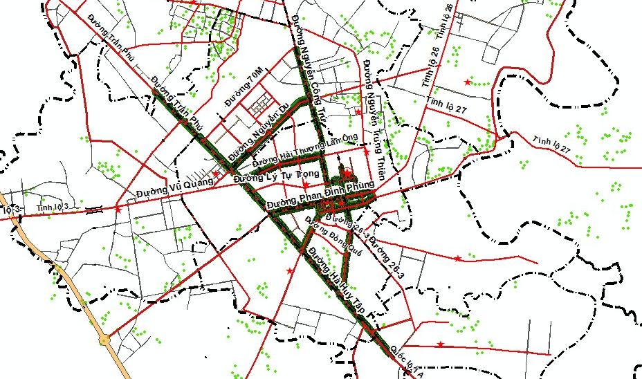 Figure 2. The distribution of streets tree and green strips in Ha Tinh city Figure 3.