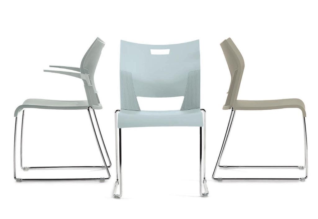 Configure and connect Light neutrals palette Duet TM is a high density stacking chair with versatility and poise.