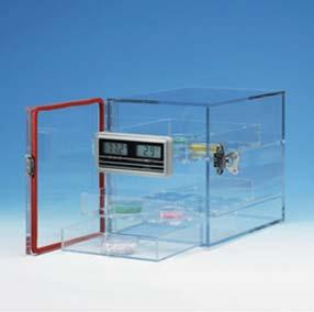 Cabinets Transparent acrylic desiccators feature extra deep sliding trays Compact design for use in freezers or refrigerators Models 0985 lubrication. provide dry, dust-free storage to 00 F (8 C).