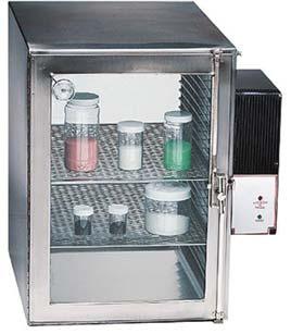 Cabinets Stackable Acrylic Desiccator Cabinets with Gas Ports Automatically regenerates desiccant for worry-free storage or drying Silica-gel desiccant is enclosed in side-mounted control box These