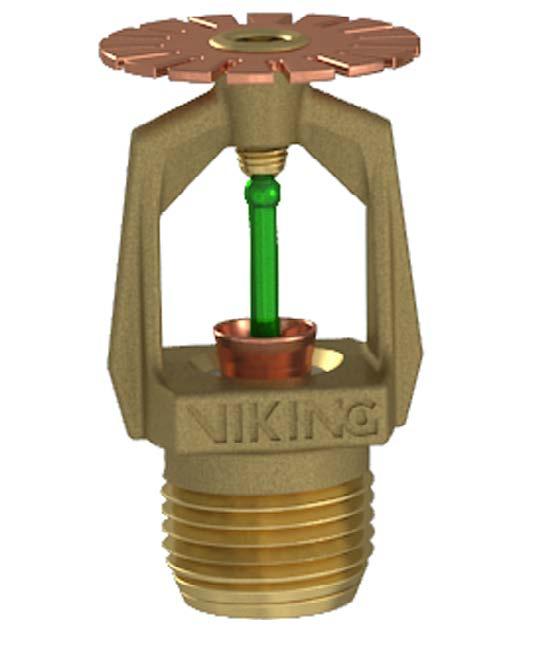 Viking Attic Upright sprinklers can be installed with either steel or CPVC piping, and allow the use of CPVC to feed the protected space below the attic (CPVC allowed on wet pipe systems only).