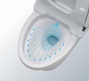 This makes the toilet easier to clean without the need of aggressive cleaning, and improves overall hygiene.