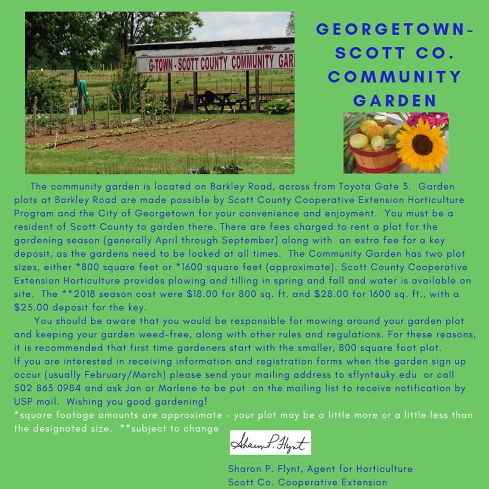 COMMUNITY GARDEN 2019 GARDEN APPLICATIONS NOW AVAILABLE Page 4 The 2019 Season payment is $18.00 for 800 sq. feet and $28.00 for 1600 sq. feet, & $25.00 deposit for the key.