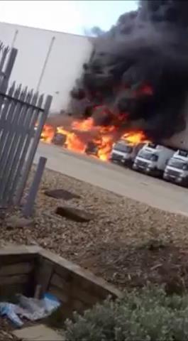 Distribution centre - London UK Fire started in truck
