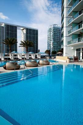 T One of the pools overlooks downtown Miami. They re a little edgy; I m more conservative. We created a good middle ground.