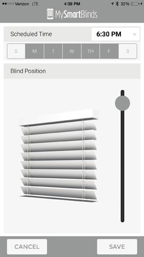 2 NOTE CALIBRATION: If you need to recalibrate your blind, from the room main page, tap on the blind name.