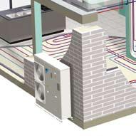 In this system the water pipes, rather than refrigerant lines, run indoors from the outdoor unit.
