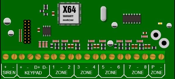 7. Onboard Expander Connection The number of zones on the X64 and X16 alarm panels can be expanded via zone expanders.