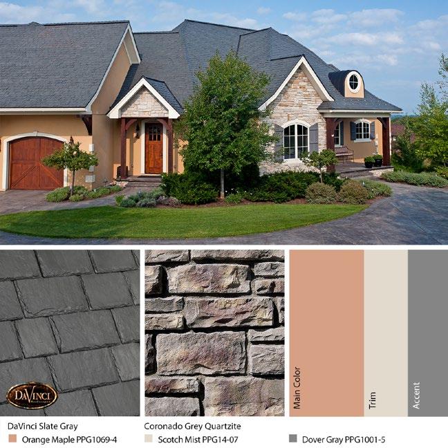 GRAY STONE A versatile neutral, gray stones look great in an all-neutral scheme or can take on any shades of color: dark, medium or light. Tone-on-tone schemes are beautiful with gray stone.
