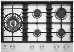 EHG755SD 75cm 5 burner gas cooktop Cut-out dimensions (mm) 730 (W) x 490 (D) 55 (H) x 745 (W) x 530 (D) Powerful 22MJ/h wok burner allows for fast boiling and intense cooking Dual Flame control on
