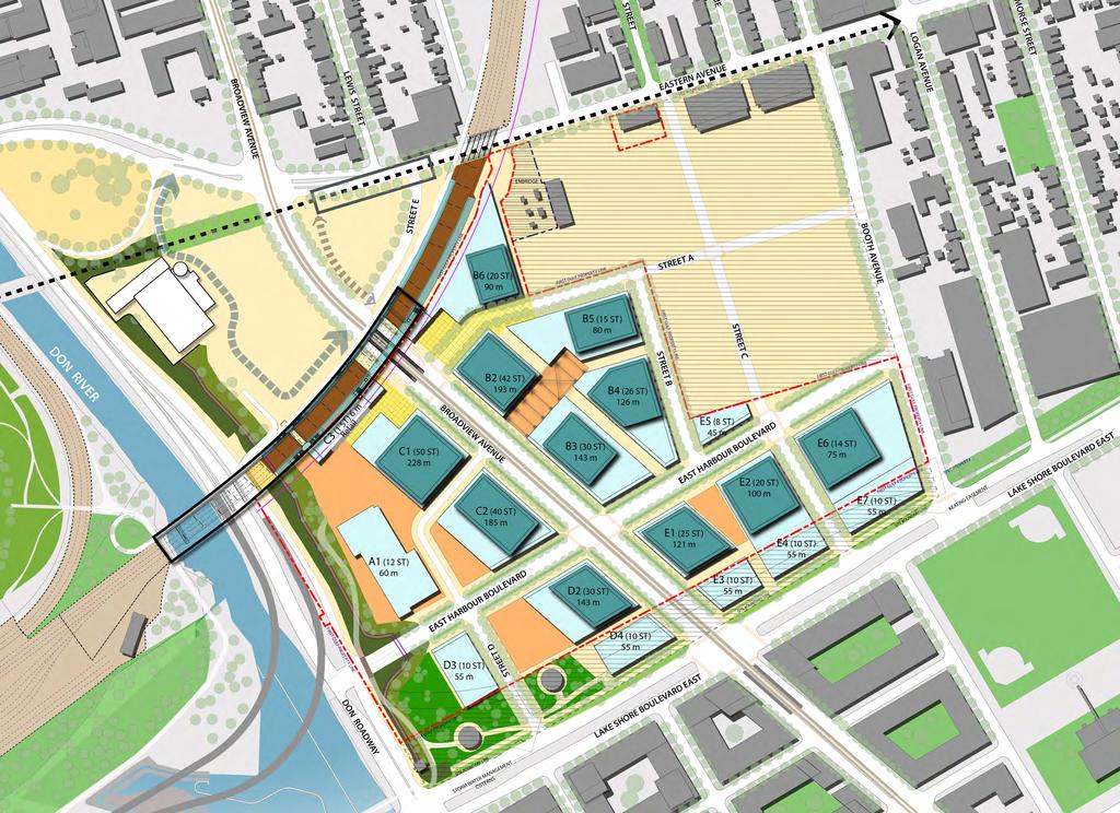 96 million sf The Master Plan will create a major new destination at the edge of the Port Lands that will be integrated into the surrounding city fabric.