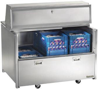 RMC SERIES MILK COOLERS (8, 12 & 16 CRATE CAPACITY) 34", 49" & 58" LENGTH Stainless steel exterior and interior Top mounted removable selfcontained refrigeration system Forced air refrigeration