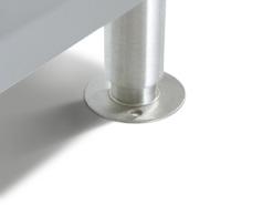 Stainless steel flanged legs prevents tipping over Perforated screen system