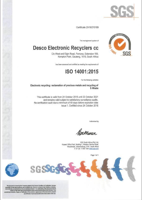 Certification SGS ISO14001:2015 Page11