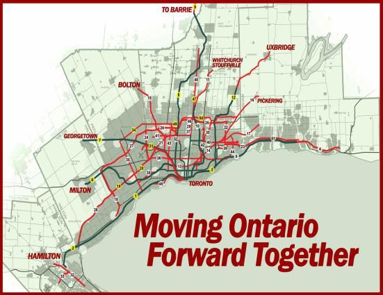 cycling into transportation planning; and linkage of economic corridors (Government of Ontario; Metrolinx; GTTA,2008).