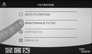 Press FILTER button Make sure fryer is on and oil is hot to get the best results from filtering. Press the filter button at the bottom of the screen to enter the filter menu.