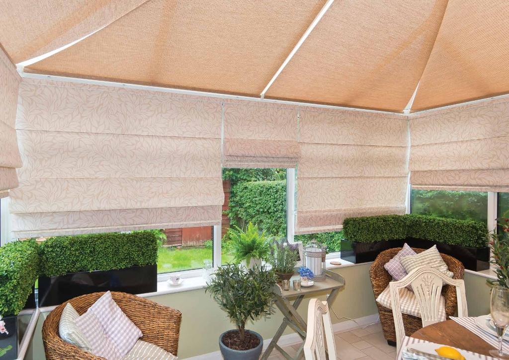 ROLLER WOOD EFFECT ROOF BLINDS WITH COMPLEMENTARY ROMAN SIDE BLINDS Utilising our roller system of blinds we have now perfected wooden effect roller blinds for roofs.