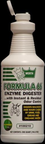 AIR FRESHENERS FORMULA 66 Enzyme Digester GRAINGER # 35YL18, PK (12 quarts) An enzyme, bio-based odor digester that permanently removes malodors Enzymes eat malodors and organics such as