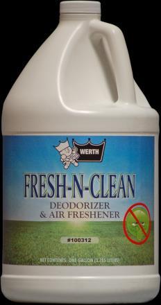 such as urine, feces, grease, food waste Use in restrooms, drains and trash areas Squirt, Spray or Mop on FRESH-N-CLEAN Air Freshener GRAINGER # 35YL35, PK (4 gallons)  NSN: