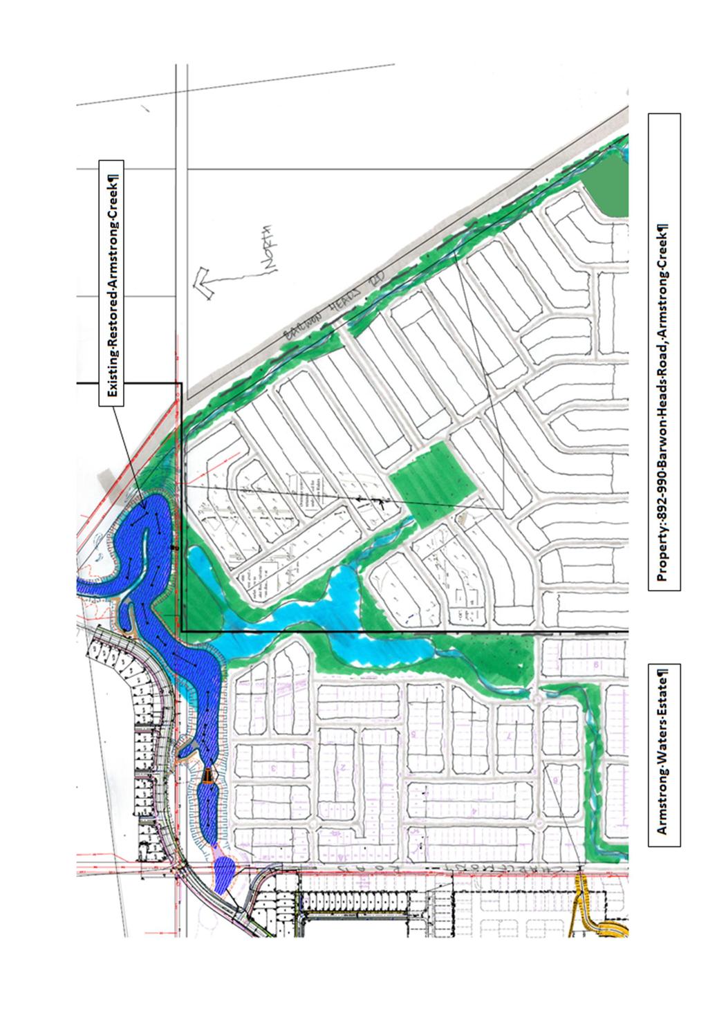 Figure 3: Proposed Site Drainage including Armstrong Waters Concept and Proposed Drainage Features