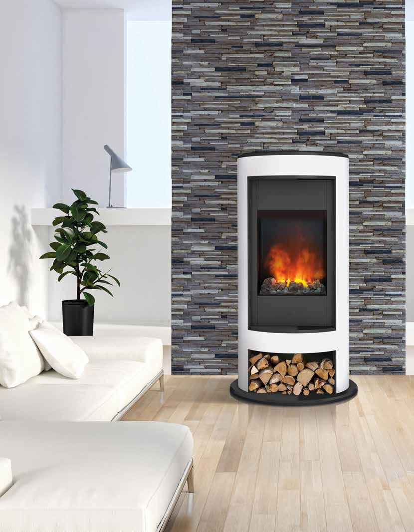 MODERN DESIGN MOCCA - Stylish contemporary fire with fully controllable, silent 3D Opti-myst flame and smoke effect - 2kW heat output with two heat settings - Suitable to move from room to room -