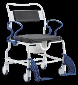 swinging, detachable foot support 5" hospital grade swivelling and locking casters for secure transfers Ready to clean